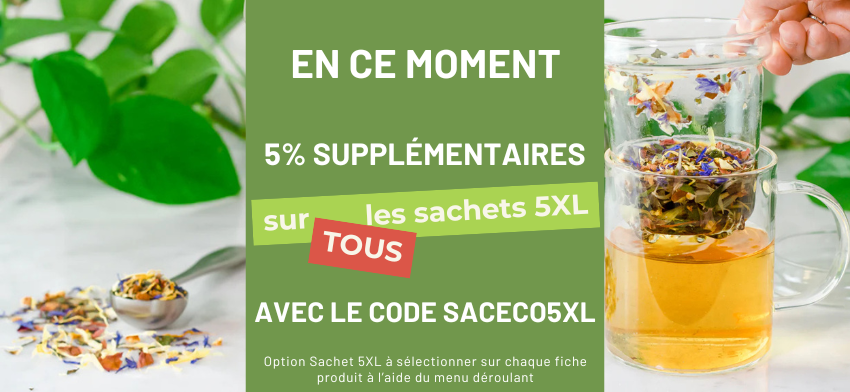 5% supplémentaires sur les sachets 5XL de thé